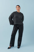 Straight leg pu trousers - Gris