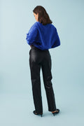 Straight leg pu trousers - Gris