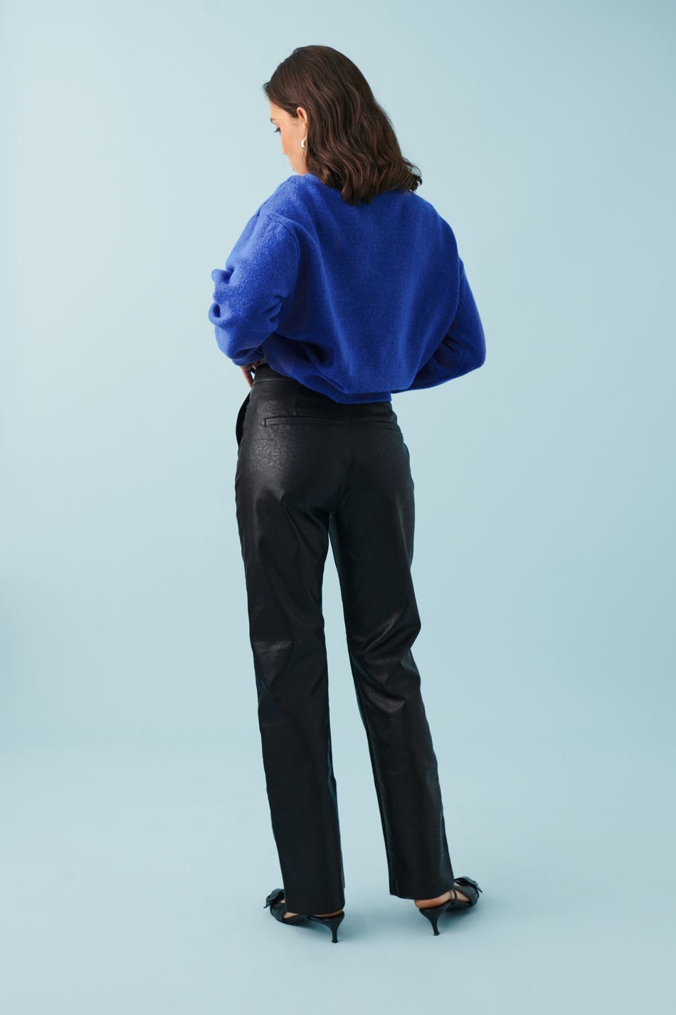 Straight leg pu trousers - Gris