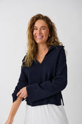 Knitted collar sweater - Navy blazer