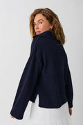 Knitted collar sweater - Navy blazer