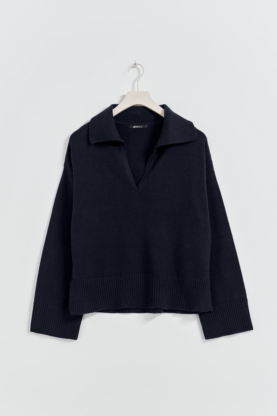 Knitted collar sweater - Navy blazer