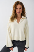 Knitted collar sweater - Navy blazer