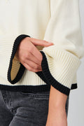 Knitted collar sweater - Black/contrast