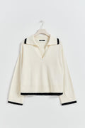 Knitted collar sweater - Black/contrast