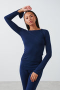 soft touch crew neck top - Blanc cassé