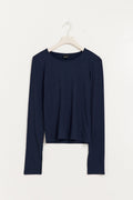 soft touch crew neck top - Blanc cassé