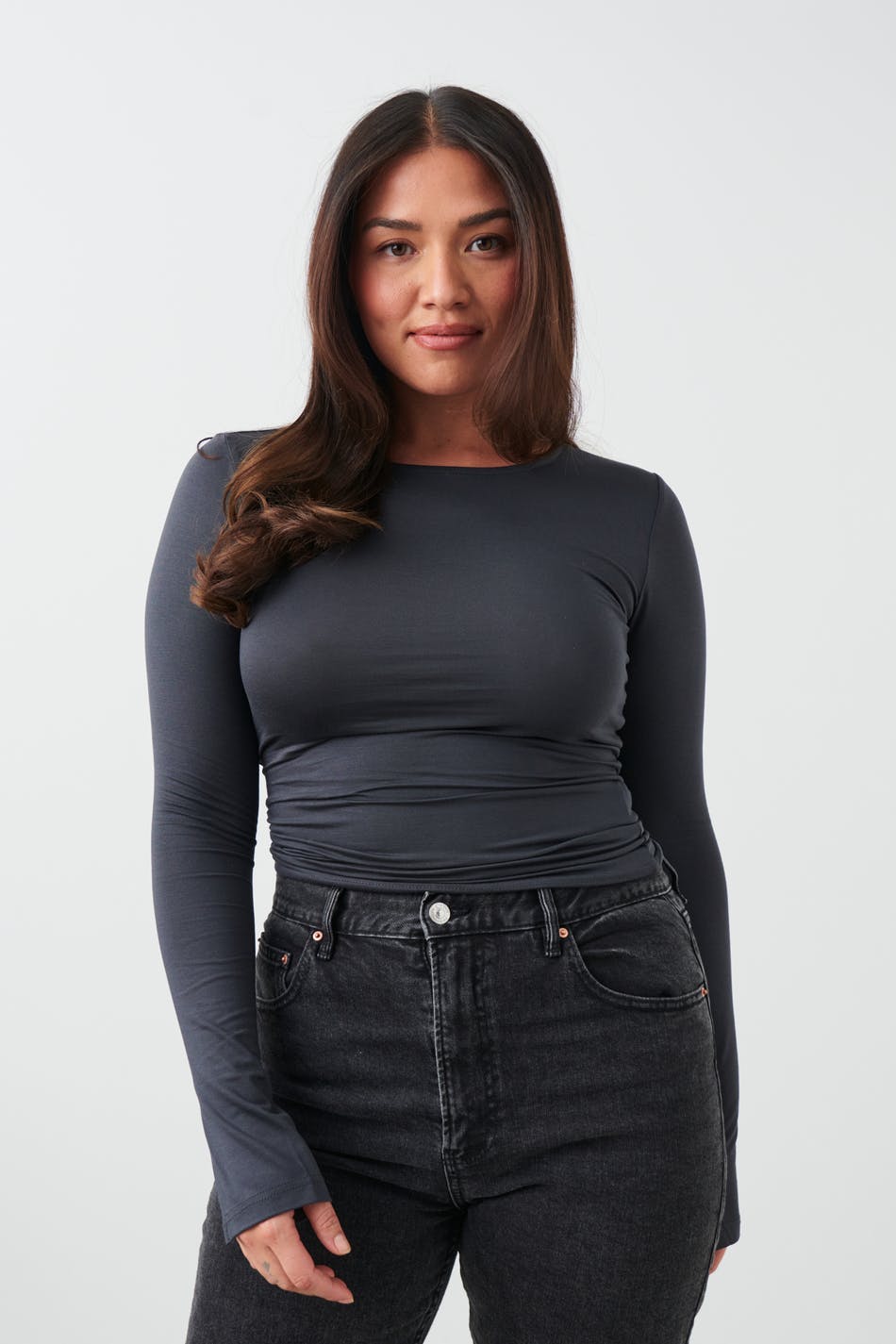 soft touch crew neck top - Blanc cassé
