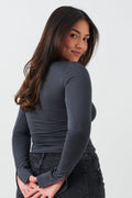 soft touch crew neck top - Black iris