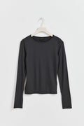 soft touch crew neck top - Black iris