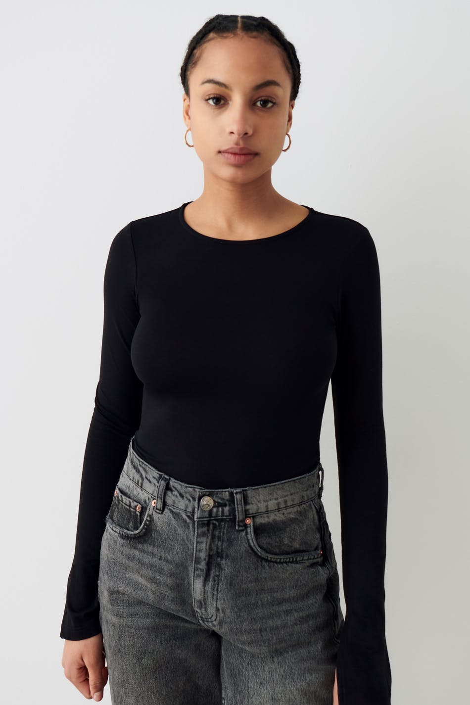 soft touch crew neck top - Noir