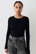 soft touch crew neck top - Noir
