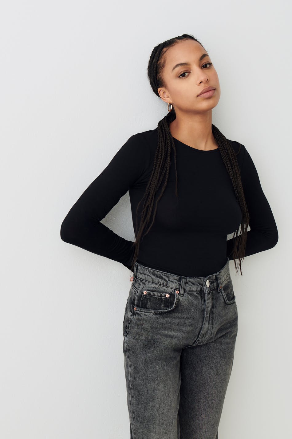 soft touch crew neck top - Noir