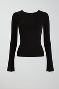 soft touch crew neck top - Noir