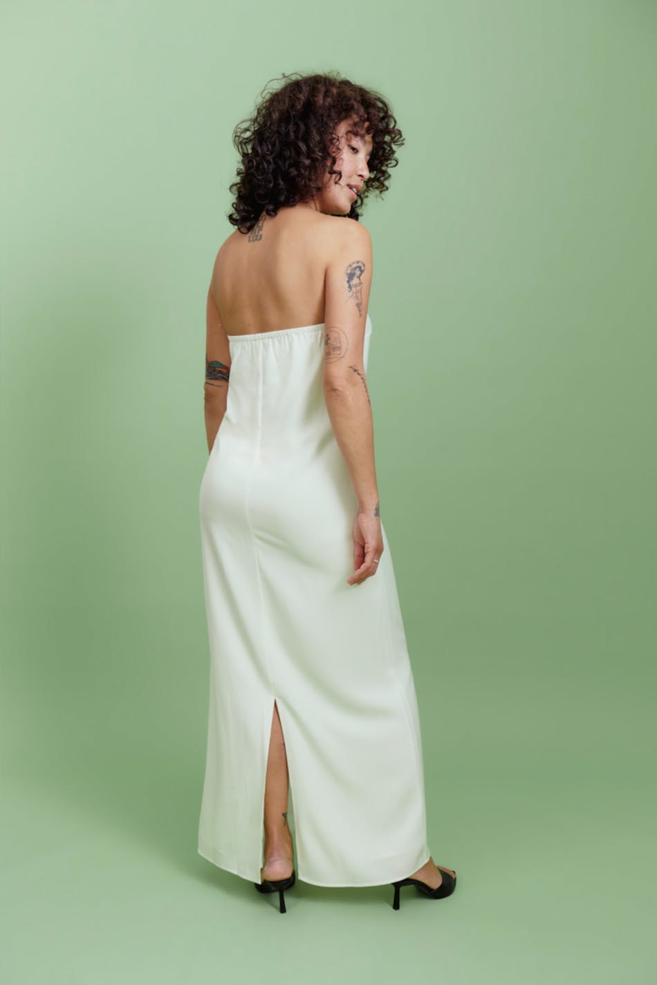 Satin tube maxi dress - Blanc cassé