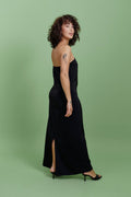 Satin tube maxi dress - Noir