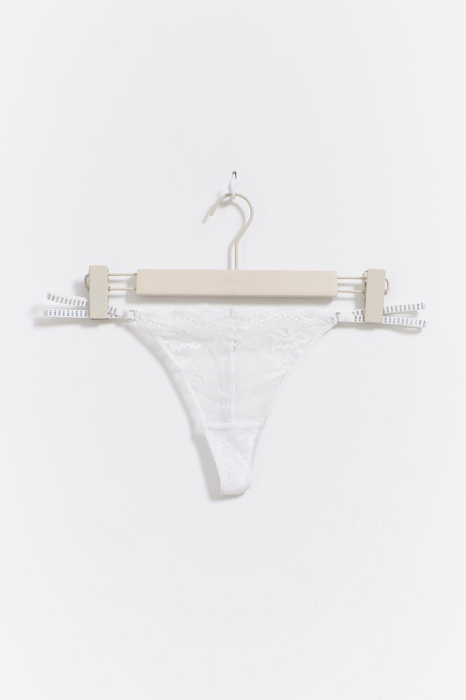 rhinestone lace thong - Silver grey