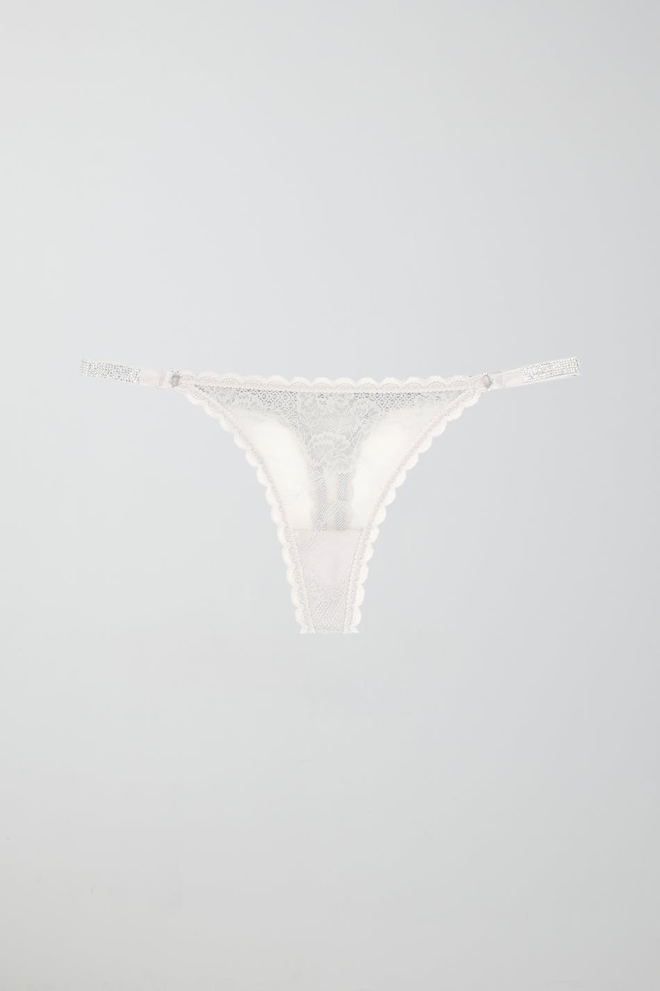 rhinestone lace thong - Silver grey