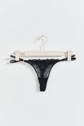 rhinestone lace thong - Silver grey