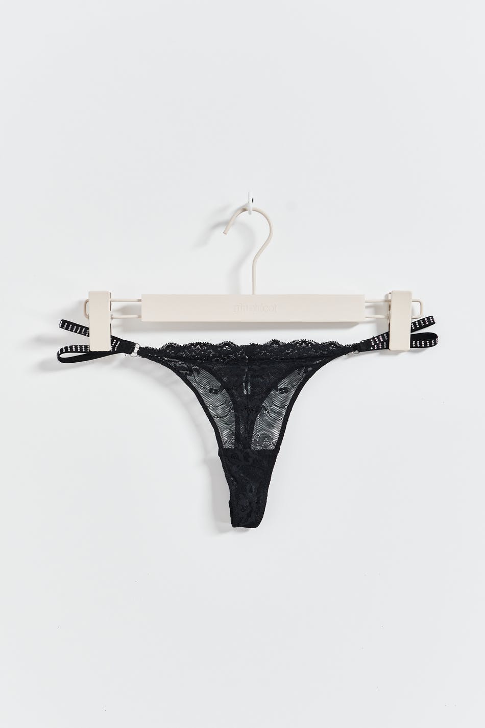 rhinestone lace thong - Silver grey