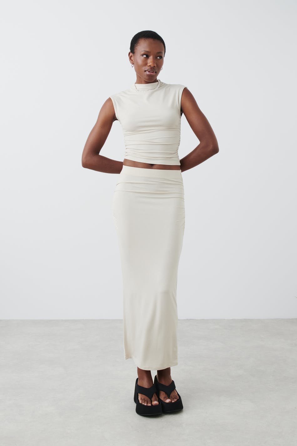 Soft touch ruched skirt - Noir