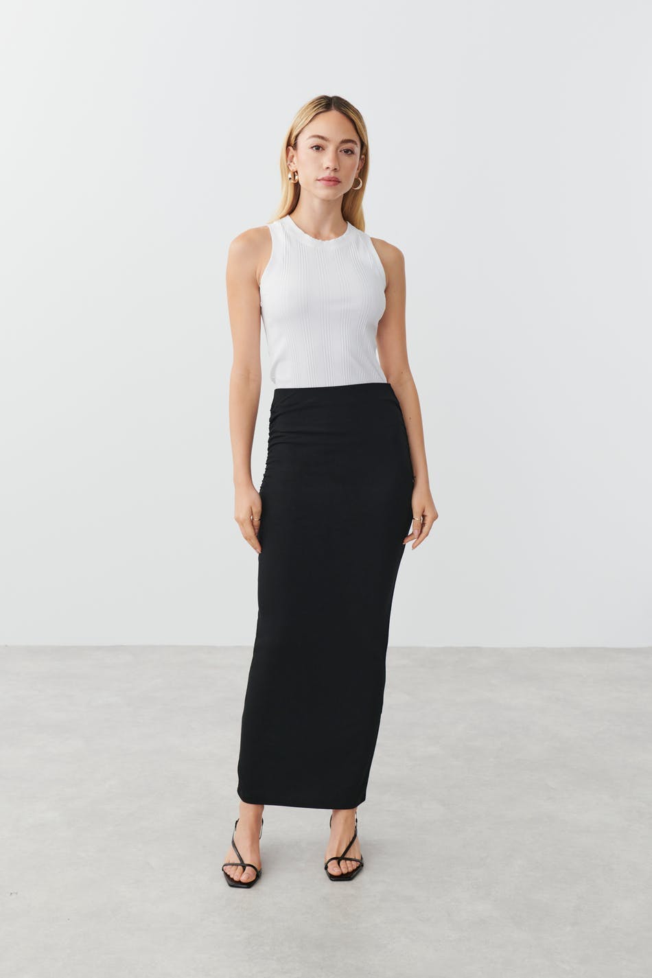 Soft touch ruched skirt - Stone