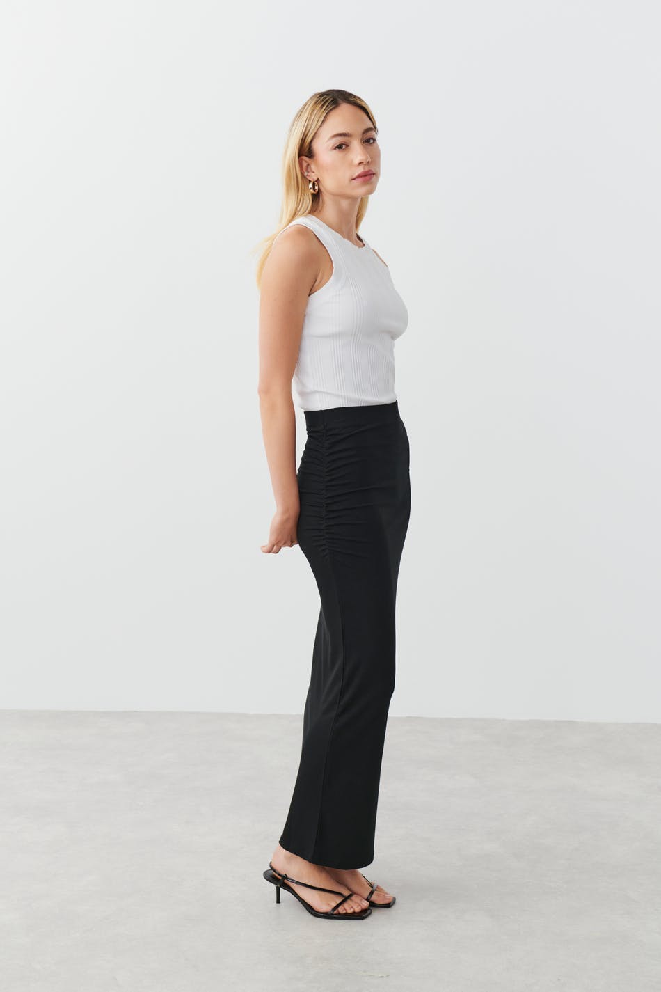 Soft touch ruched skirt - Stone