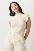 Soft touch funnel neck top - Stone