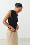 Soft touch funnel neck top - Pumice stone