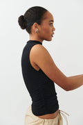 Soft touch funnel neck top - Pumice stone