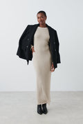 Rib glitter dress - Beige
