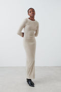 Rib glitter dress - Beige
