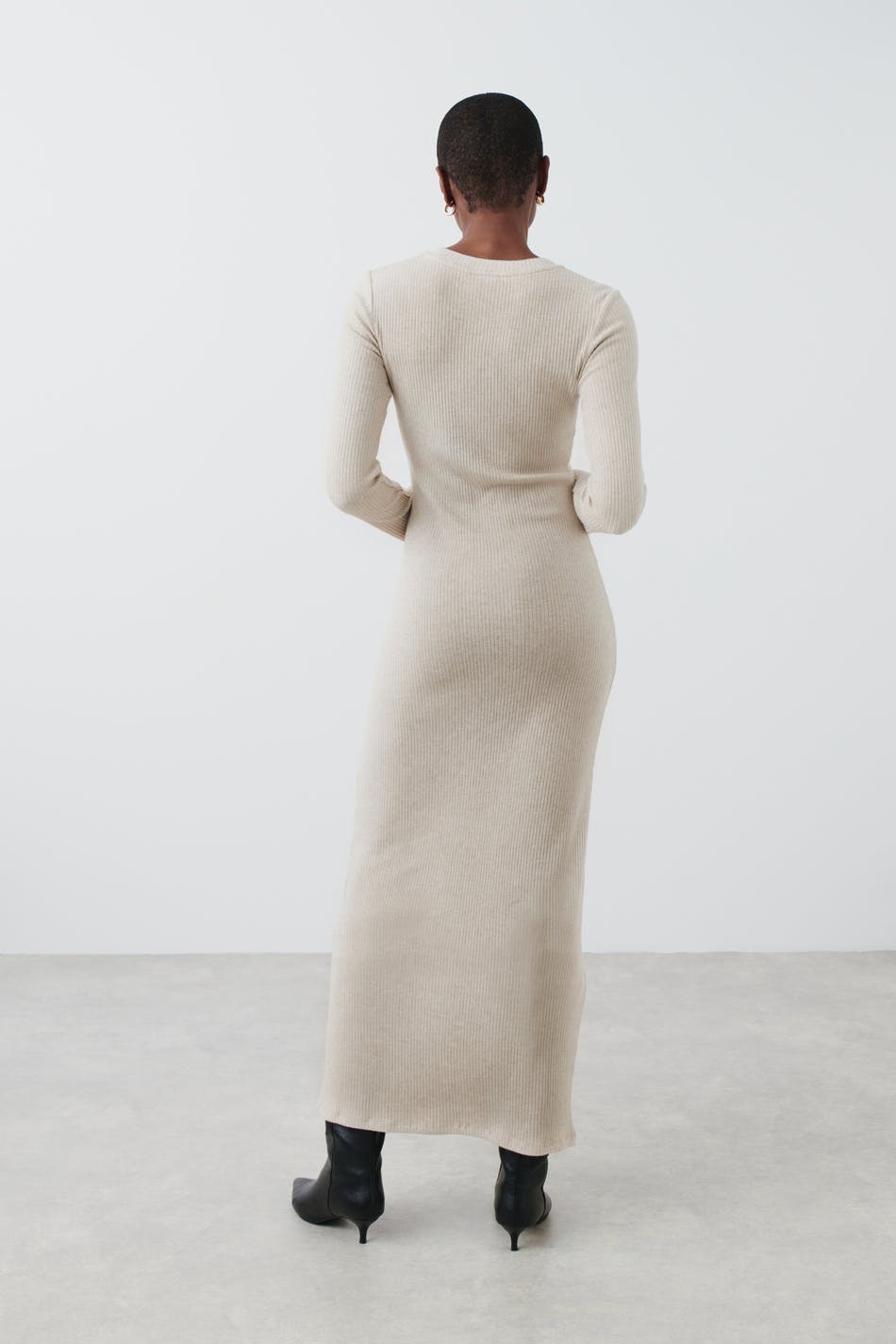 Rib glitter dress - Beige