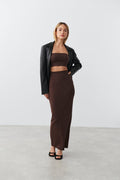 stretchy maxi skirt - Seal brown