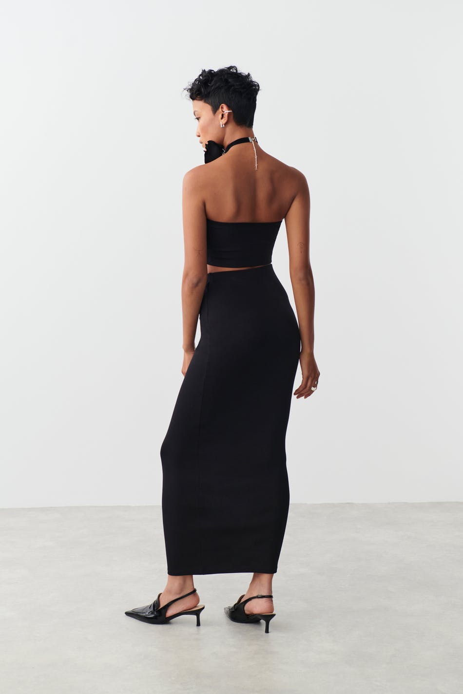 stretchy maxi skirt - Noir