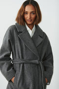 Long belted coat - Grey melange