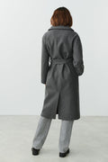 Long belted coat - Grey melange