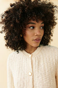 Knitted gold button cardigan - Ecru