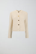 Knitted gold button cardigan - Ecru