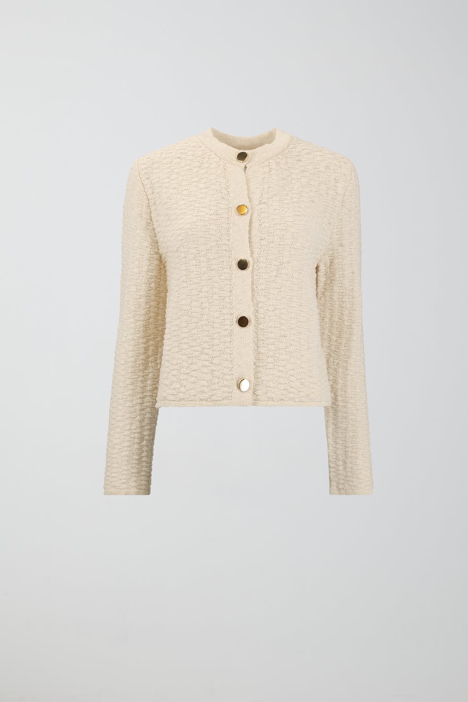Knitted gold button cardigan - Ecru