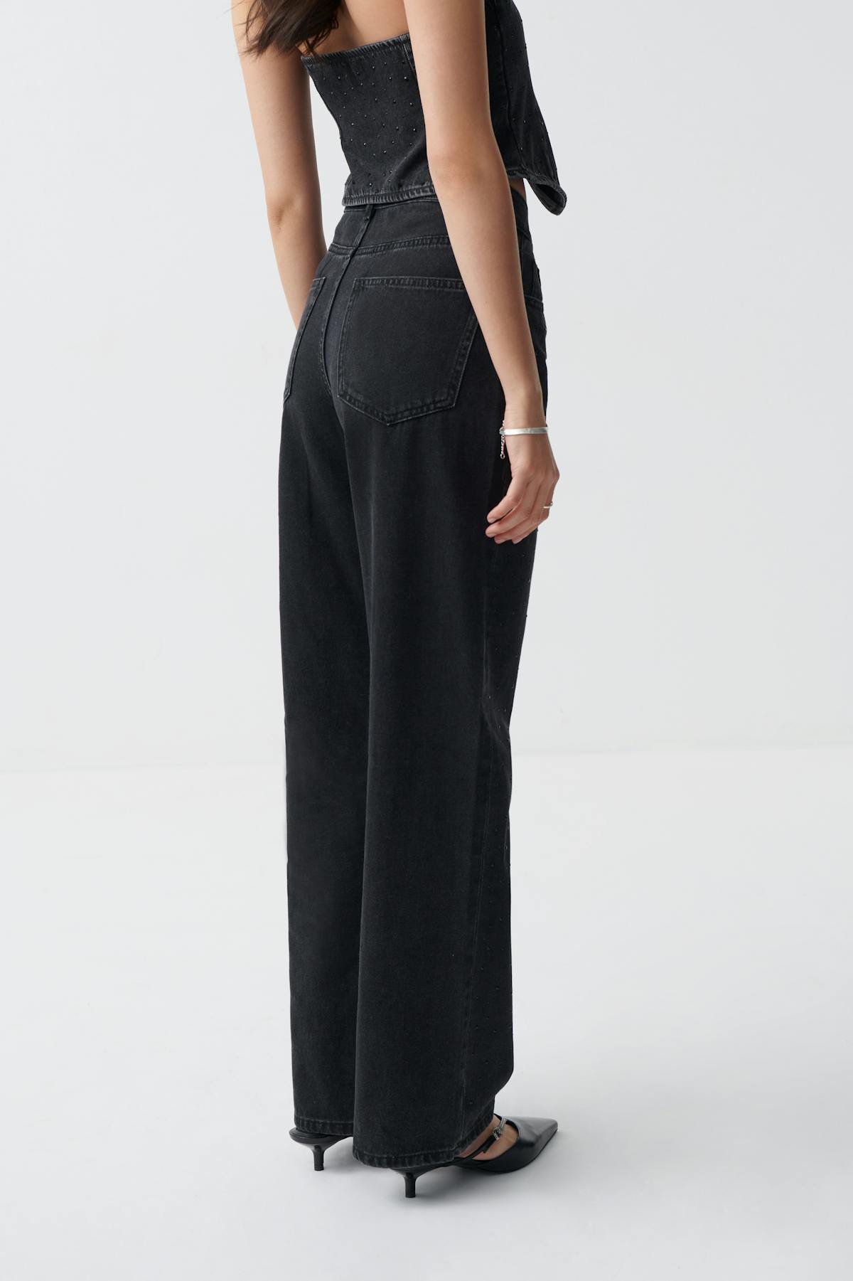 Rhinestone jeans - Offblack