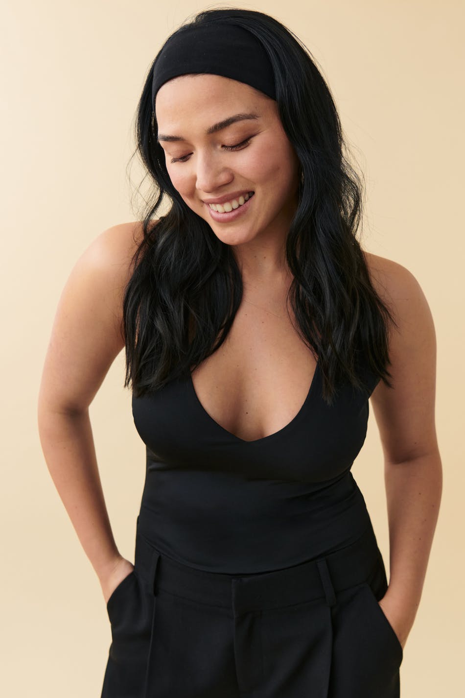 Deep v neck micro body - Noir