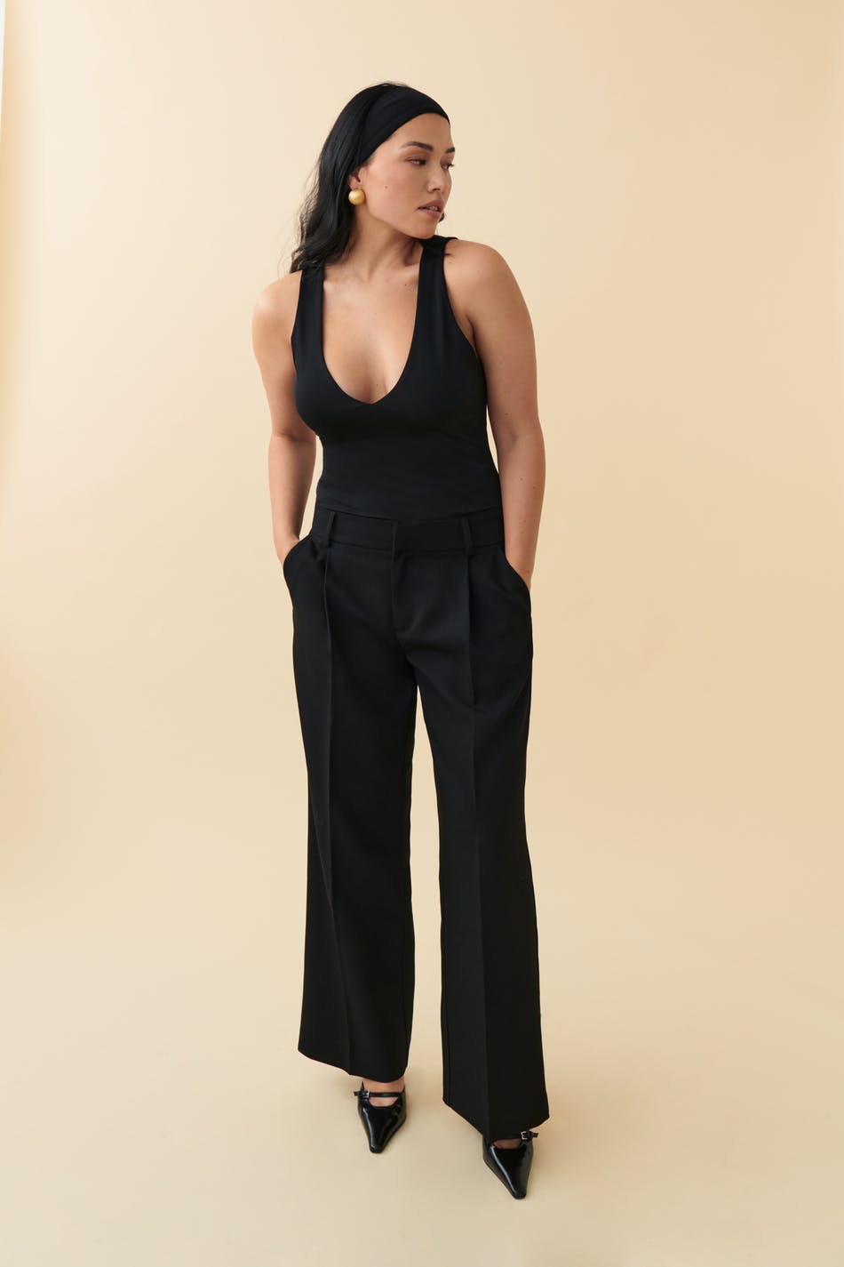 Deep v neck micro body - Noir