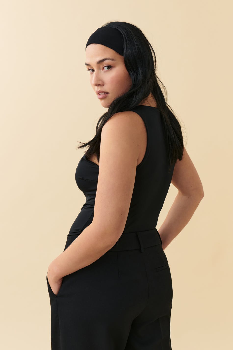Deep v neck micro body - Noir