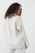 Cotton pyjamas shirt - Brown/stripe