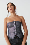 Sparkle denim corset - Argent
