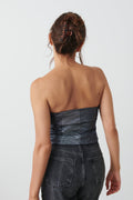 Sparkle denim corset - Argent