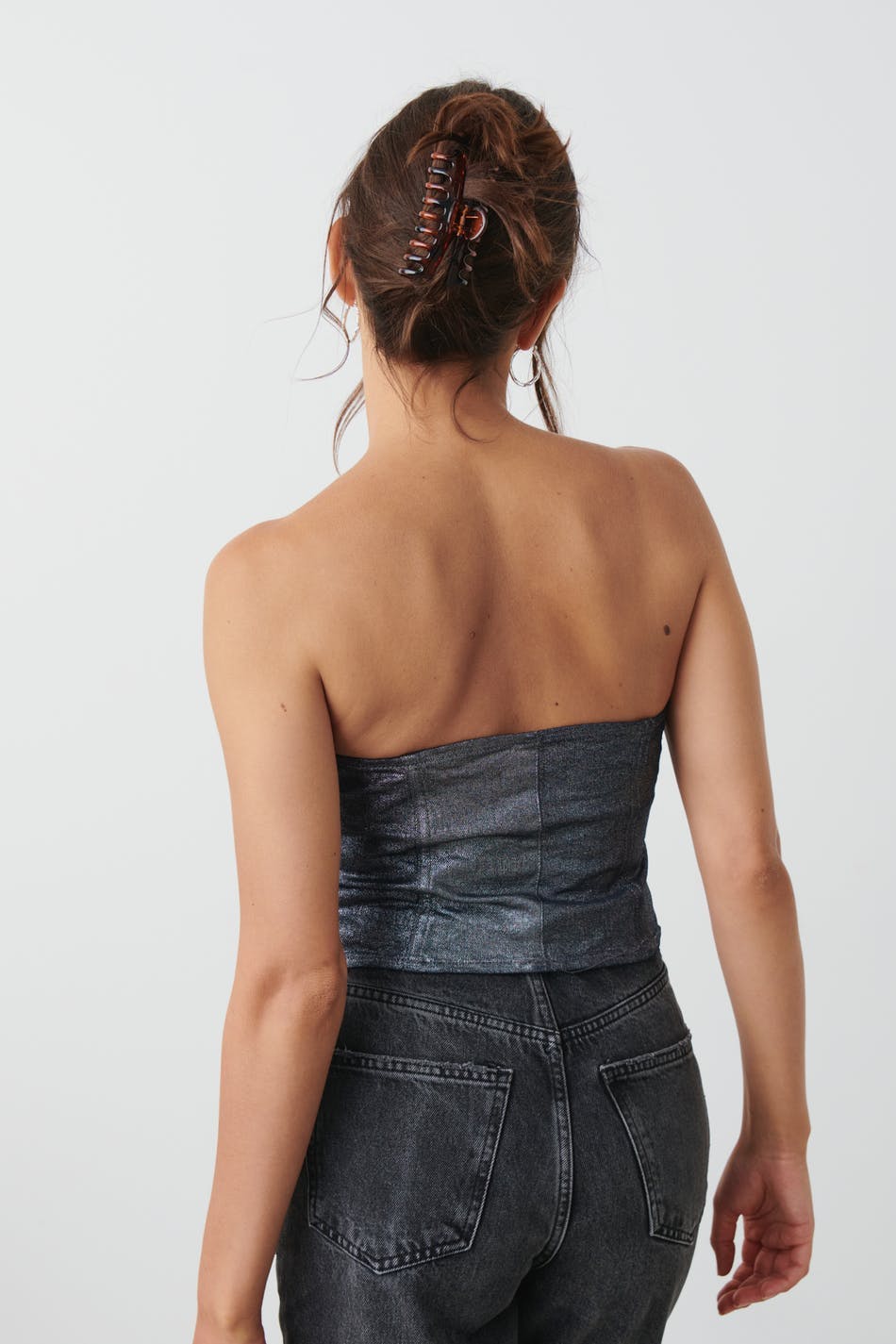 Sparkle denim corset - Argent