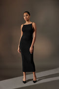 Boatneck strap dress - Noir