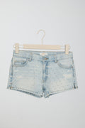 Y rhinestone denim shorts - Bleu clair